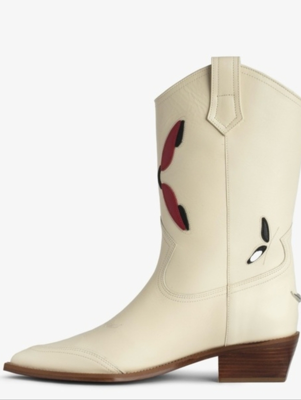 NEW Zadig And Voltaire Cream Western Cara Leather Boots Size 36 - Picture 3 of 16